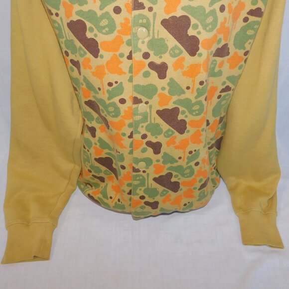 IMPERIOUS Mens XL Green Orange Brown Cartoon Blob Camo Sweatshirt jacket - Picture 3 of 11